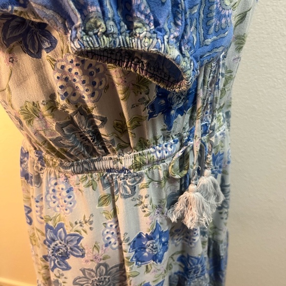 Lucky Brand Blue Floral Print Women’s Tiered Dress - Boho - Picture 8 of 11